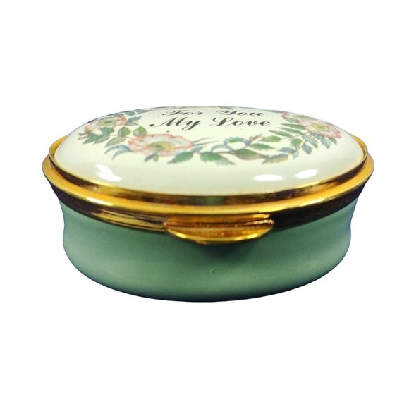 Pill Box Staffordshire Enamels "Old Hall" Collection with Hinged Lid